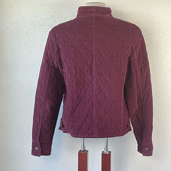 Eddie Bauer Maroon Quilted Corduroy Full Zip Coat Size L EUC - Picture 4 of 5